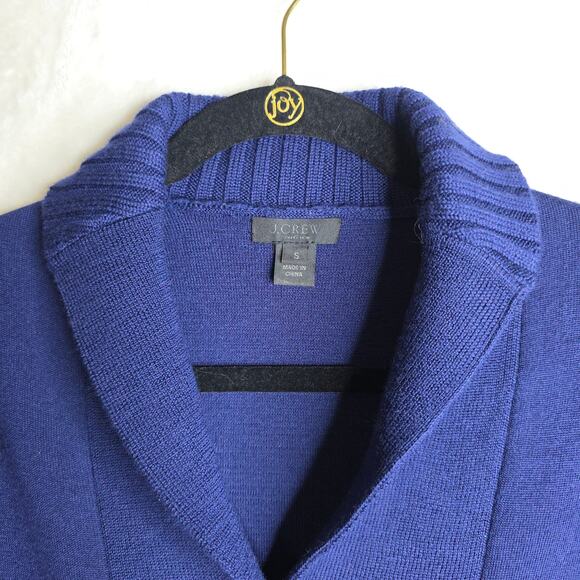 J.Crew Collection SzSm Shawl Bonded Wool Popover Navy Side Zips Sweater Simple - Picture 13 of 16